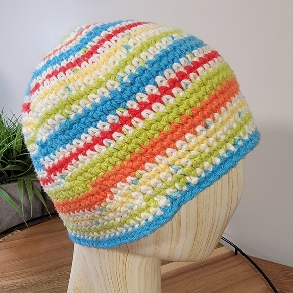 Handmade Knitted Multi Color Beanie - Picture 4 of 8